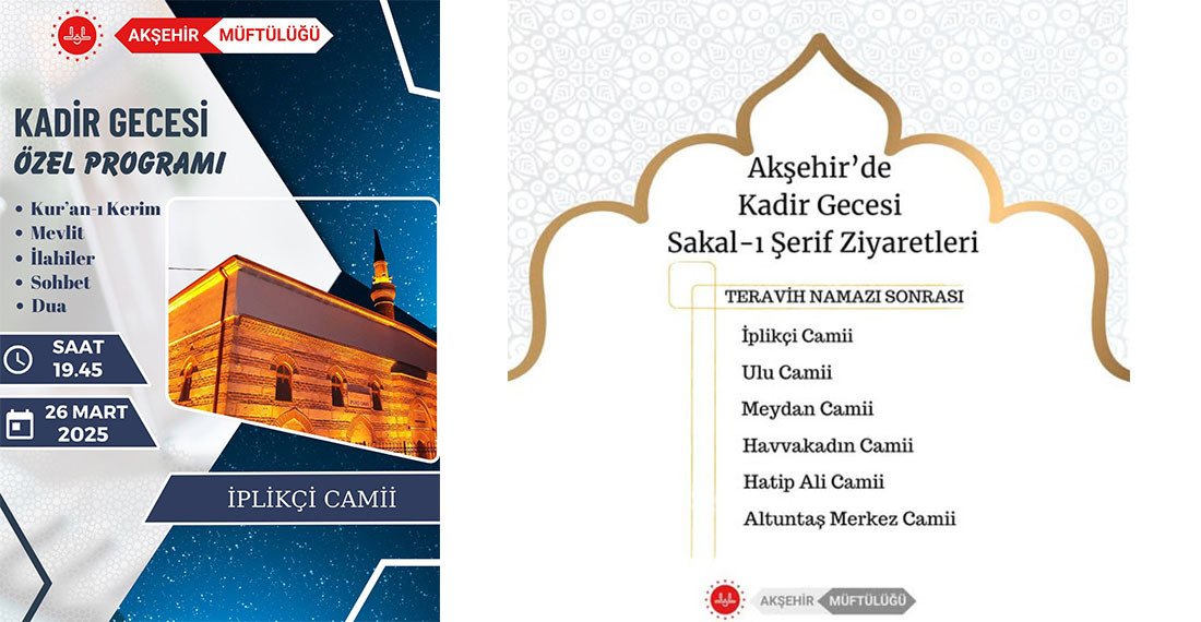 Akşehir Müftülüğü’nden Kadir Gecesi Özel Programı