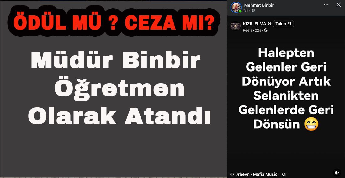 Müdür Binbir Öğretmen Olarak Atandı